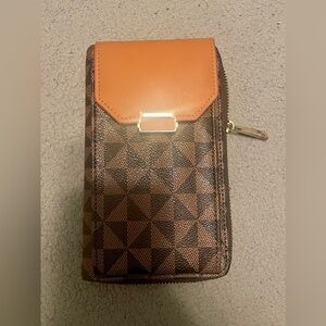 Geometric Brown and Tan Wallet/Handbag